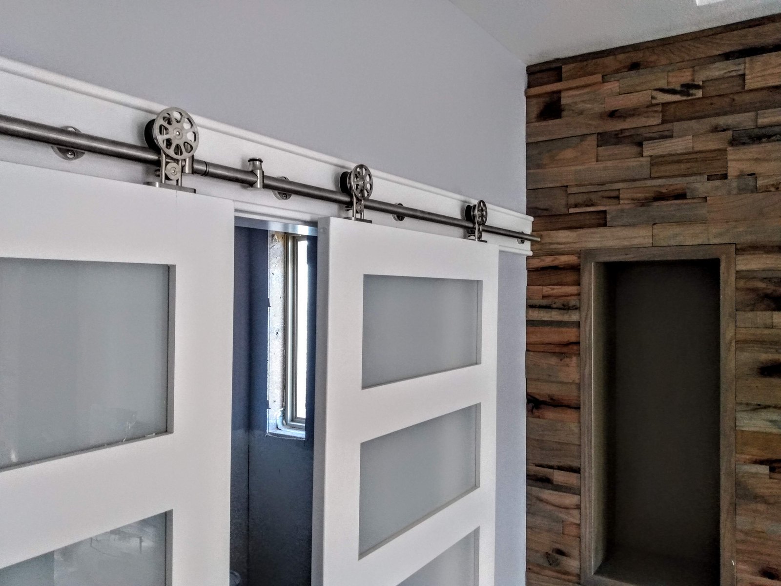 Barn door installation and feature wall