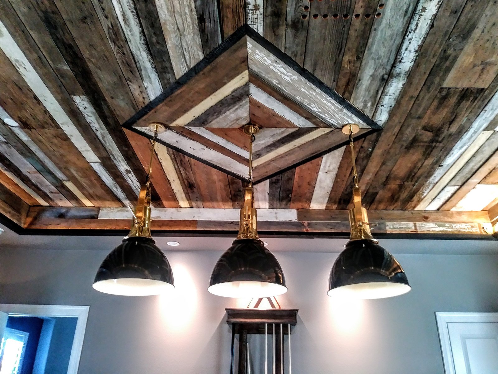 Reclaimed wood ceiling detail